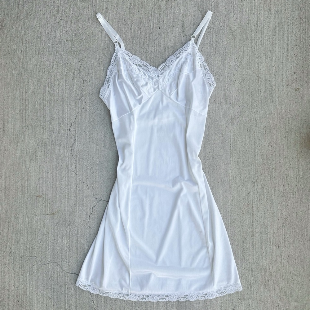 vintage sears white satin midi slip